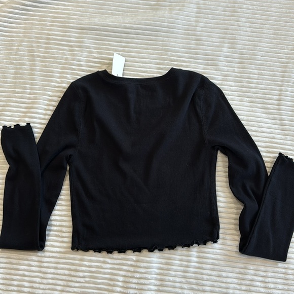 Aeropostale Seriously Soft Baby Tee Ribbed Long Sleeve Cropped Lettuce Hem M - Picture 7 of 10